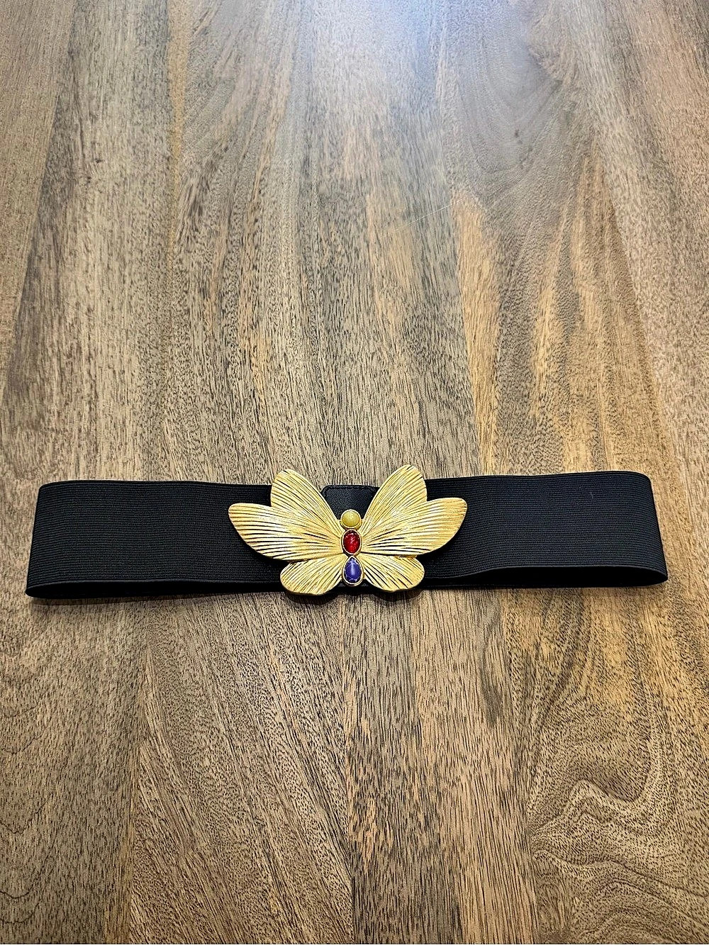 Zara Elastic Rhinestone Belt Black & Gold